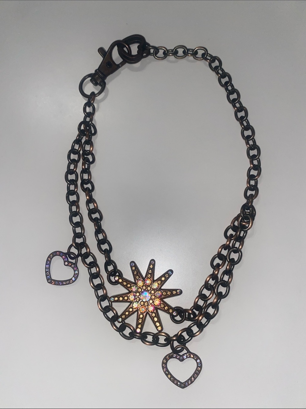 Multicolor Crystal Star & Heart Pendant Necklace - Women's Jewelry